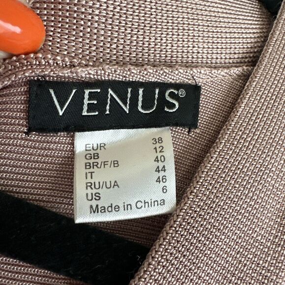 VENUS Pink Mauve Flapper Fringe Holiday Party Dress Women's 6 Wedding Prom - Picture 7 of 12